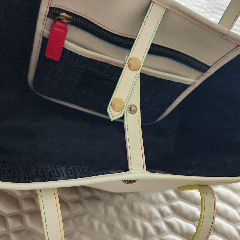 Kurt Geiger Cream Tote with Multicolor Trim - Picture 2 of 6
